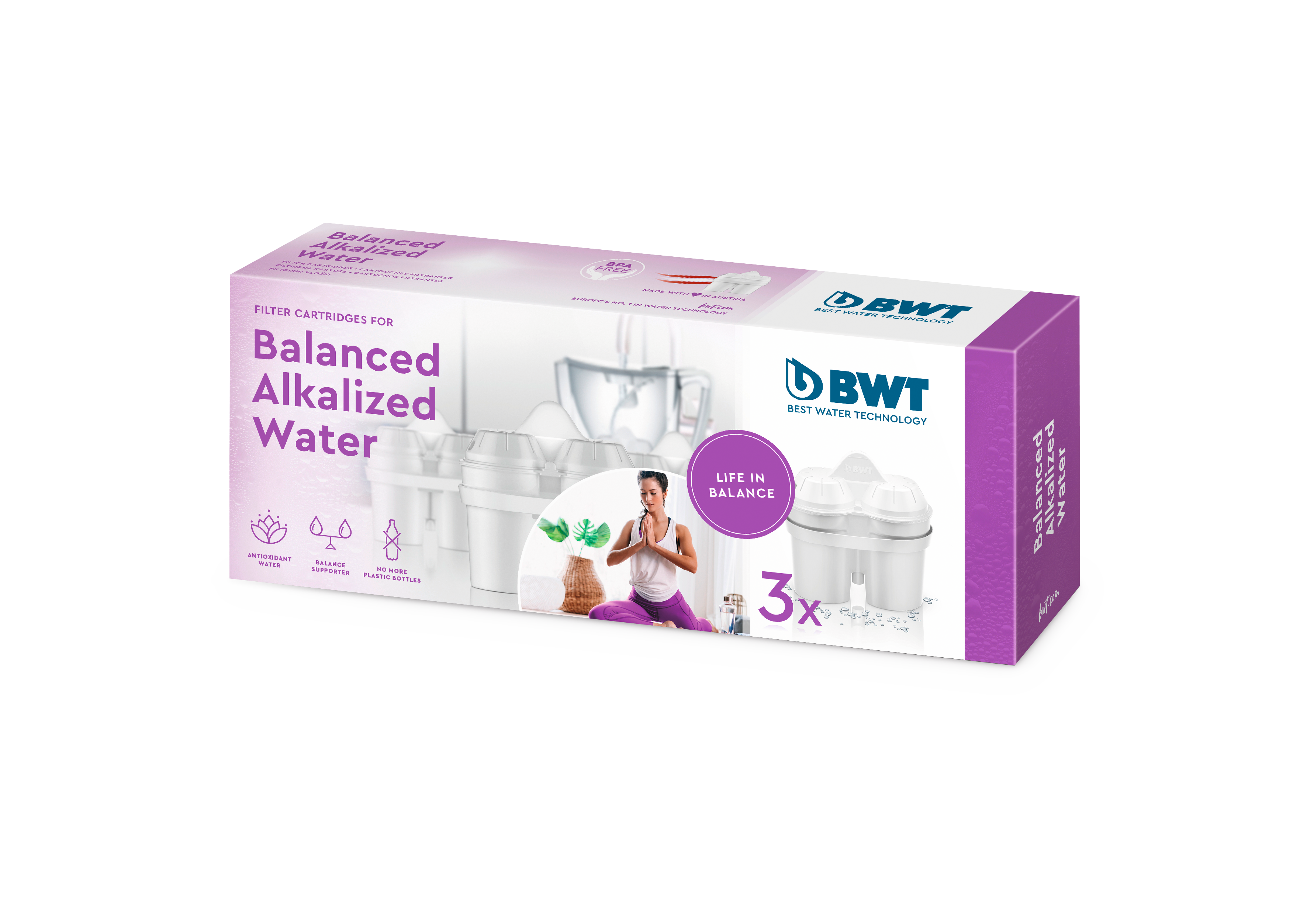 BWT Balanced Alkalized Water Filter Cartridges 3 Pack Packaging