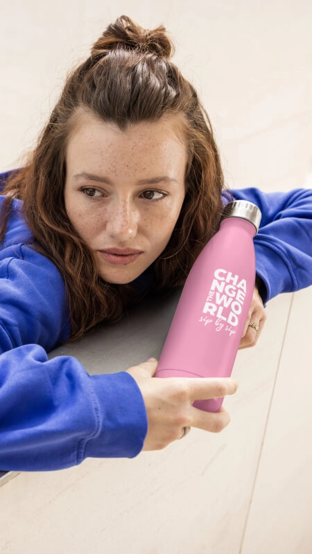 BWT Drinking Bottles Woman with Pink BWT Thermos Bottle