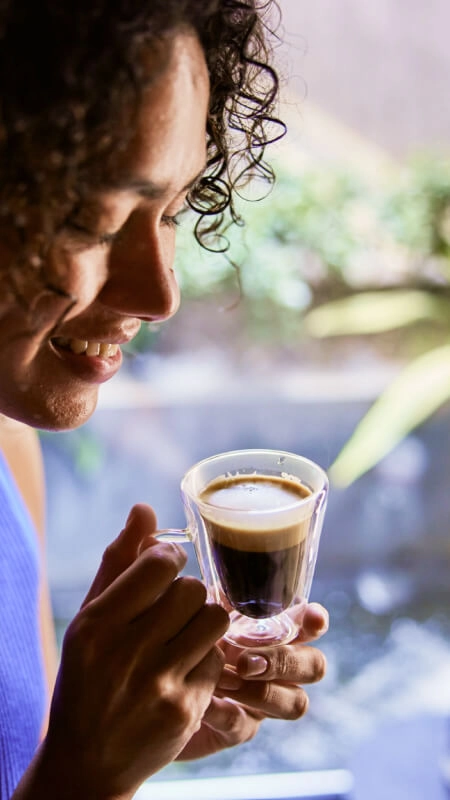 BWT Water for the Best Coffee Woman with Espresso Cup